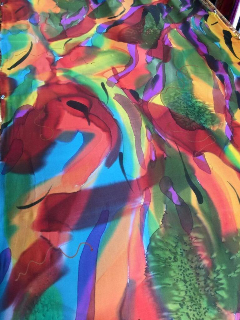 Multicolor Handpainted Silk